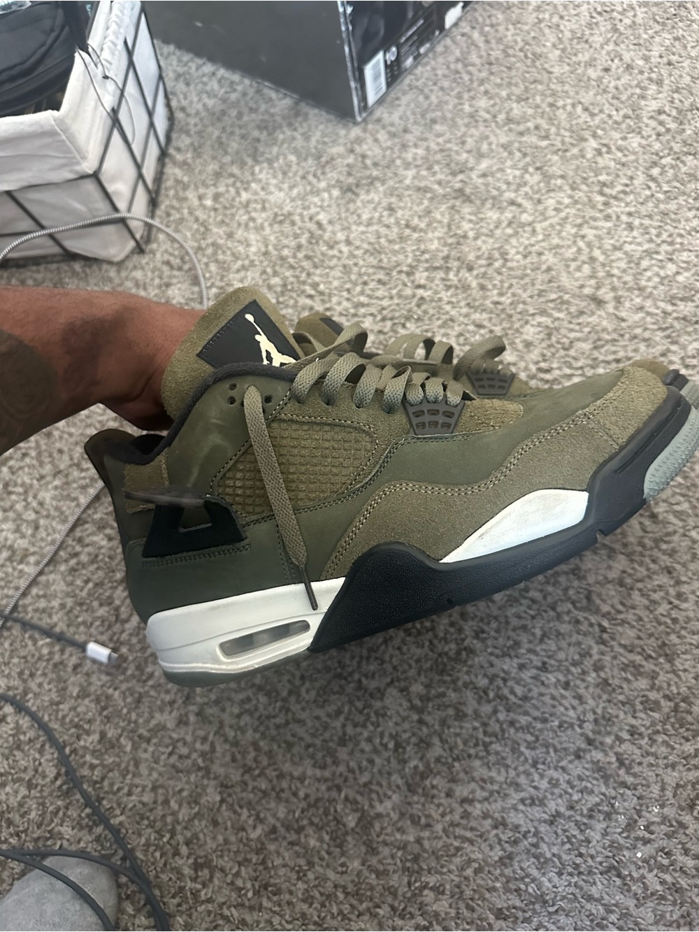 Jordan Men's Olive Green High-Top Sneakers - Picture 4 of 8